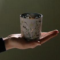 Prodotto Lanterna decorativa in vetro con motivo a foglia per eleganti accenti domestici, 8 cm, 4 pezzi