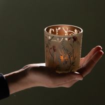 Prodotto Lanterna decorativa in vetro con motivo floreale per creare accenti suggestivi in casa, 8 cm, 4 pezzi.