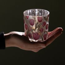 Prodotto Lanterna decorativa in vetro con motivo a tulipano per dare un tocco primaverile alla casa, 8 cm, 4 pezzi.