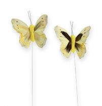 Prodotto Farfalla decorativa su filo giallo 8 cm 12 pezzi