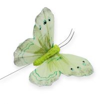 Farfalla Deco su filo Verde 8 cm 12 pezzi