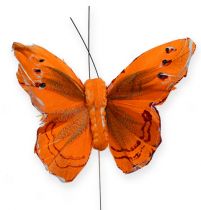 Prodotto Farfalla Deco su filo arancione 8 cm 12 pezzi