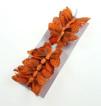 Prodotto Farfalla Deco su filo arancione 8 cm 12 pezzi