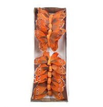 Prodotto Farfalla Deco su filo arancione 8 cm 12 pezzi