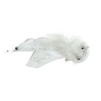 Prodotto Deco uccello sulla clip con glitter bianco 14 cm 2 pezzi