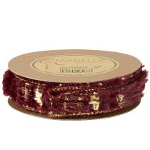 Prodotto Nastro decorativo con pelliccia, nastro in pelliccia sintetica, Bordeaux oro, 25 mm, 15 m