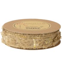 Prodotto Nastro decorativo con pelliccia, nastro in pelliccia sintetica, marrone oro, 25 mm, 15 m