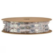 Prodotto Nastro decorativo con aspetto pelliccia ed effetto olo grigio argento 25 mm 10 m