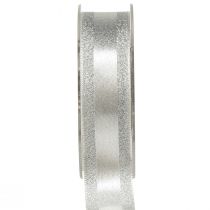 Prodotto Nastro decorativo argento con nastro regalo glitterato con strisce 25mm 20m