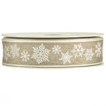 Prodotto Nastro decorativo Fiocco di neve natalizio grigio bianco L25mm L20m