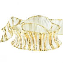 Prodotto Nastro decorativo chiffon bianco/oro 25mm 15m