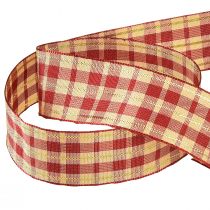 Prodotto Nastro decorativo nastro decorativo nastro a quadri rosso beige oro L25mm L20m