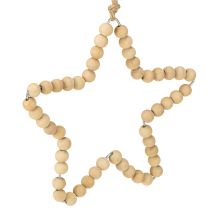 Prodotto Decorazioni natalizie: perline di legno, cuore, stella, albero, altezza 13 cm, 6 pezzi