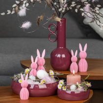 Prodotto Coniglietto pasquale decorativo in plastica Design carta rigata 11 cm, 4 pezzi