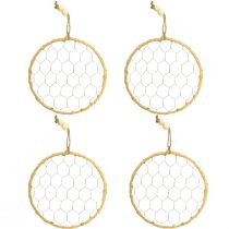 Prodotto Anelli decorativi in rafia di metallo, Ø20cm, 4 pezzi, decorazione da parete boho, decorazione da finestra