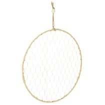 Prodotto Anello decorativo in metallo Ø38cm, decorazione da appendere, rafia, argento, naturale, decorazione da parete boho, decorazione versatile, 4 pezzi