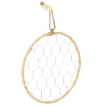 Prodotto Anelli decorativi in metallo e rafia da appendere, Ø20cm, 4 pezzi, decorazione boho per pareti e finestre.
