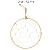Prodotto Anelli decorativi in metallo e rafia da appendere, Ø20cm, 4 pezzi, decorazione boho per pareti e finestre.