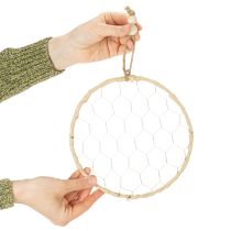 Prodotto Anelli decorativi in metallo e rafia da appendere, Ø20cm, 4 pezzi, decorazione boho per pareti e finestre.