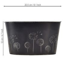 Prodotto Ciotola decorativa in metallo, ovale, nera e argento, con motivo floreale, 20,5 x 12,5 x 12 cm