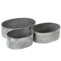 Prodotto Ciotola decorativa in metallo, ovale, grigia, L22.5/19.5/16cm, set da 3