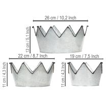 Prodotto Set di 3 ciotole decorative in metallo con corona, diametro 26,5/22,5/19 cm.