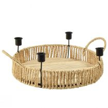 Prodotto Vassoio decorativo in legno portacandele in metallo naturale nero Ø30cm