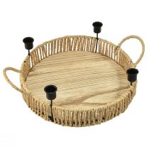 Prodotto Vassoio decorativo in legno portacandele in metallo naturale nero Ø30cm