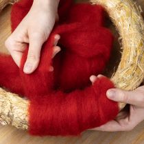 Prodotto Cordino di lana, lana decorativa, rosso, 2 m di feltro di lana per floricoltura, decorazione e artigianato