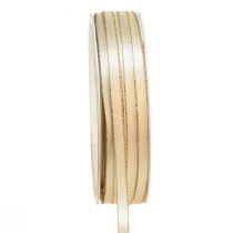 Prodotto Nastro per gioielli in doppio raso color crema e oro, larghezza 6 mm, lunghezza 50 m