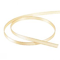 Prodotto Nastro per gioielli in doppio raso color crema e oro, larghezza 6 mm, lunghezza 50 m