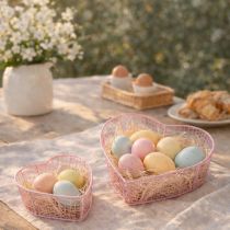 Prodotto Cestini in filo metallico a forma di cuore per la decorazione e l'organizzazione, 20 cm, set da 4