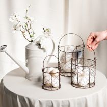 Prodotto Set di cestini in filo metallico ideali per l'uso decorativo o in giardino, 25 cm, 1 set