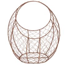 Prodotto Cestino in filo metallico, fioriera in metallo, decorazione primaverile, cestino pasquale, marrone, finitura ruggine, H34cm L30cm