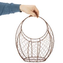 Prodotto Cestino in filo metallico, fioriera in metallo, decorazione primaverile, cestino pasquale, marrone, finitura ruggine, H34cm L30cm