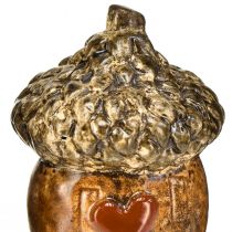 Prodotto Ghiande decorative per casa di ghiande in ceramica con motivo a cuore marrone 6 cm - decorazione da tavola autunnale - 6 pz