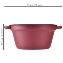 Prodotto Secchio in metallo con manici, vaso decorativo per piante, rosso, Ø20,5cm, H10,5cm