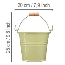 Prodotto Vaso da fiori a secchiello in metallo con manico, verde/giallo, 20x17,5x16 cm, 2 pezzi
