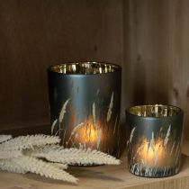 Prodotto Elegante lanterna decorativa con motivo erba per accenti accoglienti, 12,5 cm, 2 pezzi.