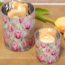 Prodotto Elegante lanterna con motivo a tulipano per una suggestiva decorazione primaverile, 12,5 cm, 2 pezzi.
