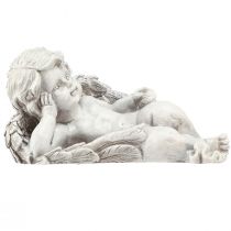 Prodotto Angelo sdraiato figura decorativa decorazione tomba in poliresina grigia 22 cm