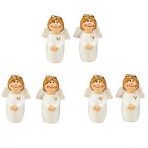 Prodotto Adorabile angelo in ceramica con accenti dorati bianchi 7 cm - idea regalo e decorazione amorevole - 6 pz