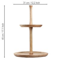 Prodotto Alzata per torta decorazione in legno a 2 piani tonda naturale Ø31/20cm H45cm