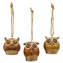 Prodotto Adorabili pendenti con gufo - Toni marroni rustici, 5,6 cm - Decorazione perfetta per l'autunno e il Natale - Confezione da 3