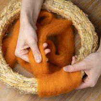 Prodotto Cordino di lana, feltro di lana, arancione, 2 m, per lavori artigianali, bordature e decorazioni.