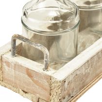 Prodotto Bottiglia decorativa in vetro con vassoio in legno vintage 24x9,5x14cm