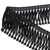 Prodotto Nastro nero sfrangiato 4 cm, passamaneria a cordoncino, lurex decorativo sfrangiato 25 m