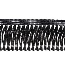 Prodotto Nastro nero sfrangiato 4 cm, passamaneria a cordoncino, lurex decorativo sfrangiato 25 m