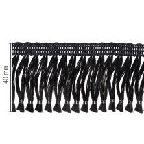 Prodotto Nastro nero sfrangiato 4 cm, passamaneria a cordoncino, lurex decorativo sfrangiato 25 m