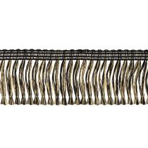 Prodotto Passamaneria sfrangiata nera e oro 4 cm x 25 m - Ideale per decorazioni di ghirlande, nastri da lutto e accessori vintage
